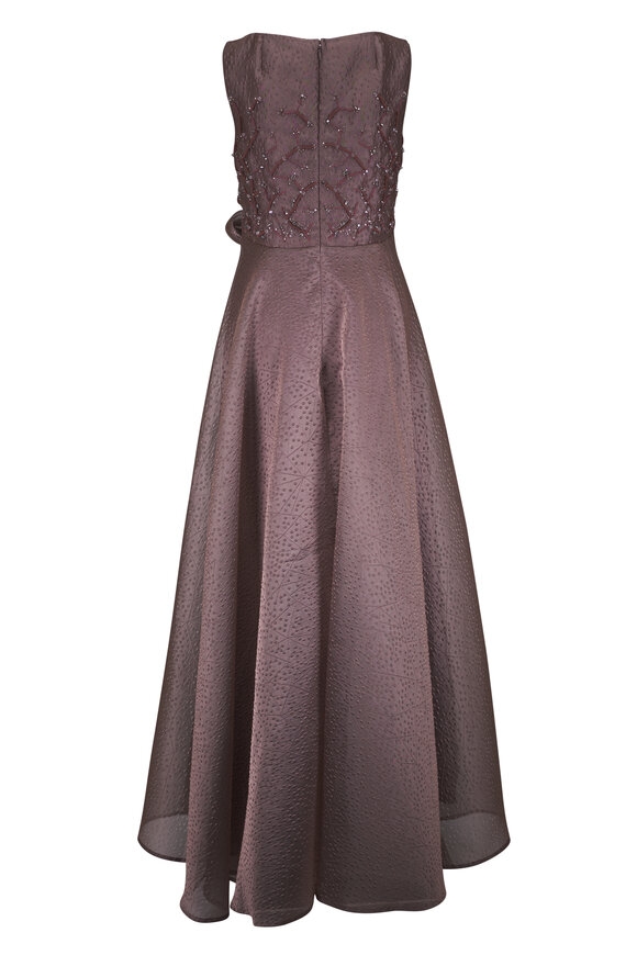 Talbot Runhof Taupe Brown Embroidered Organza Ball Gown - view 3