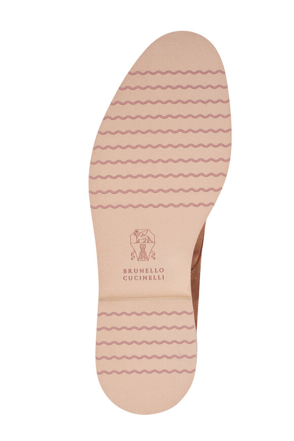 Brunello Cucinelli Reversed Hazelnut Suede Lightweight Derby Laceup - view 5