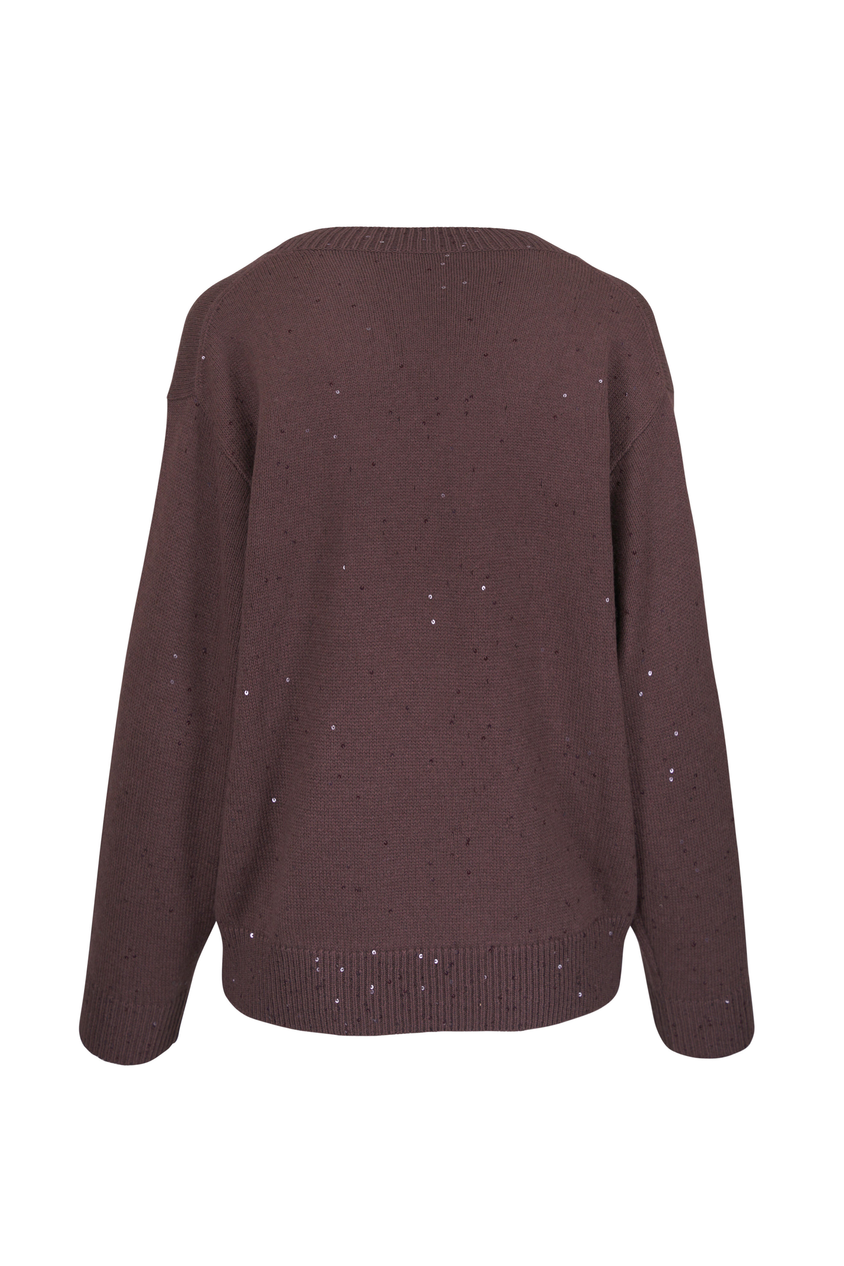 Brunello Cucinelli - Fondant Cashmere & Silk Paillette V-Neck Sweater - view 2