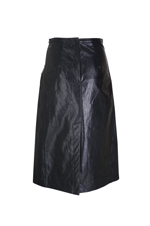 3.1 Phillip Lim - Black Patent Crinkle Midi Skirt 