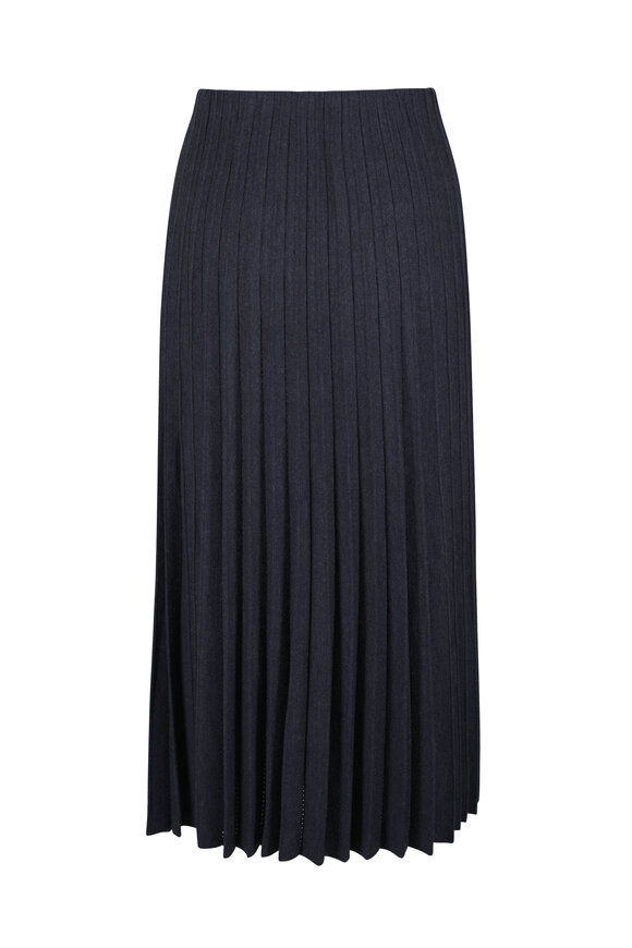 Agnona Dark Gray Wool, Cashmere & Silk Pleated Midi Skirt - view 3