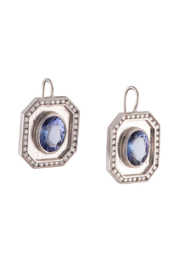 Sylva & Cie 18k White Gold Tanzanite Drop Earrings - view 1