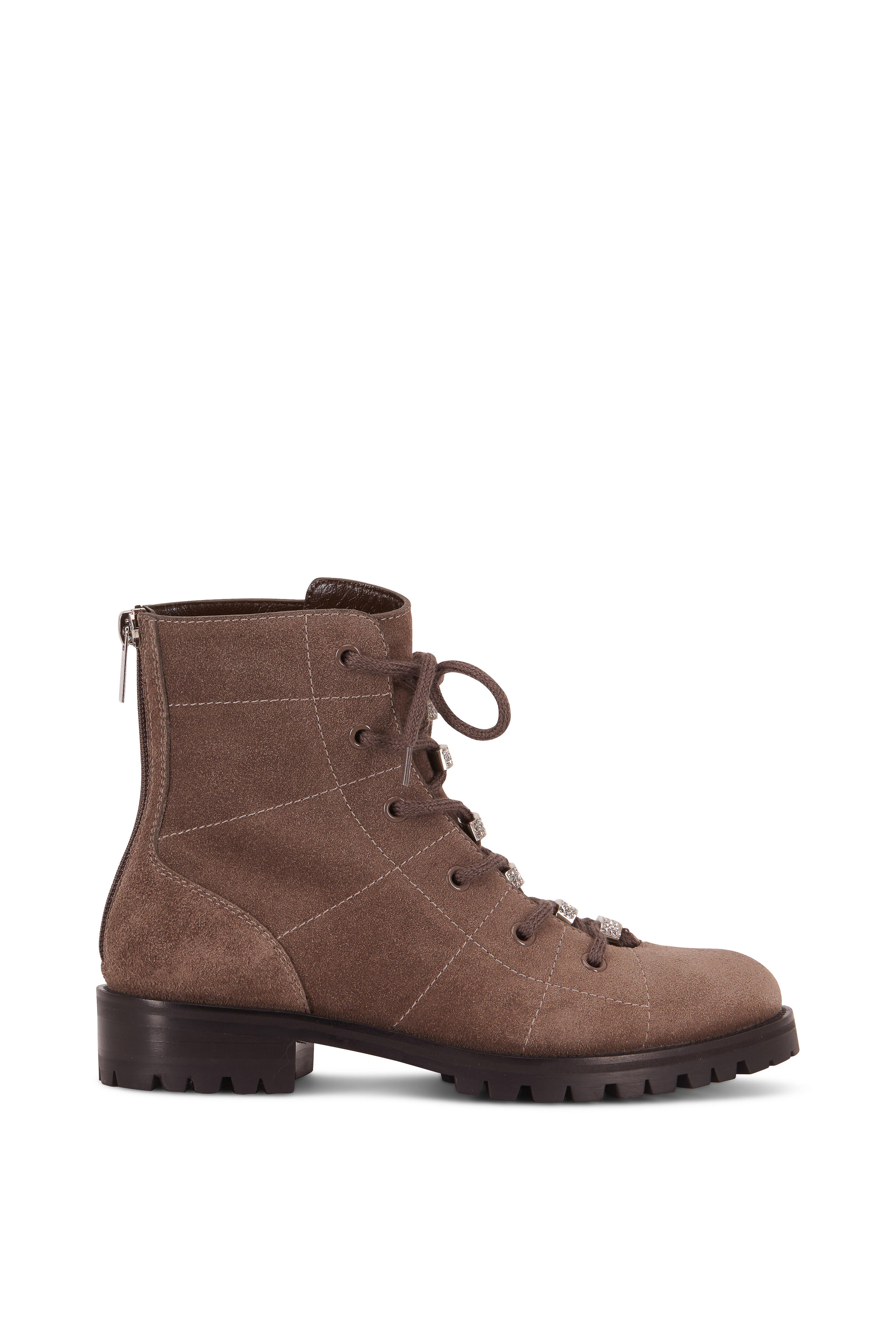 Jimmy Choo - Bren Mink Velvet Suede Crystal Lace-Up Boot - view 2