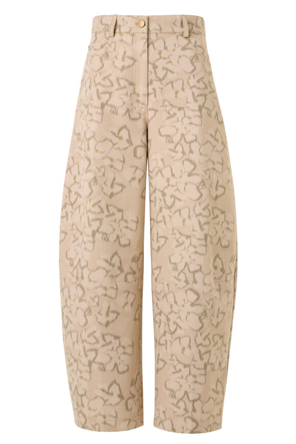 Akris Punto Farrow Beige Ikat Flower Print Barrel Pant - view 1