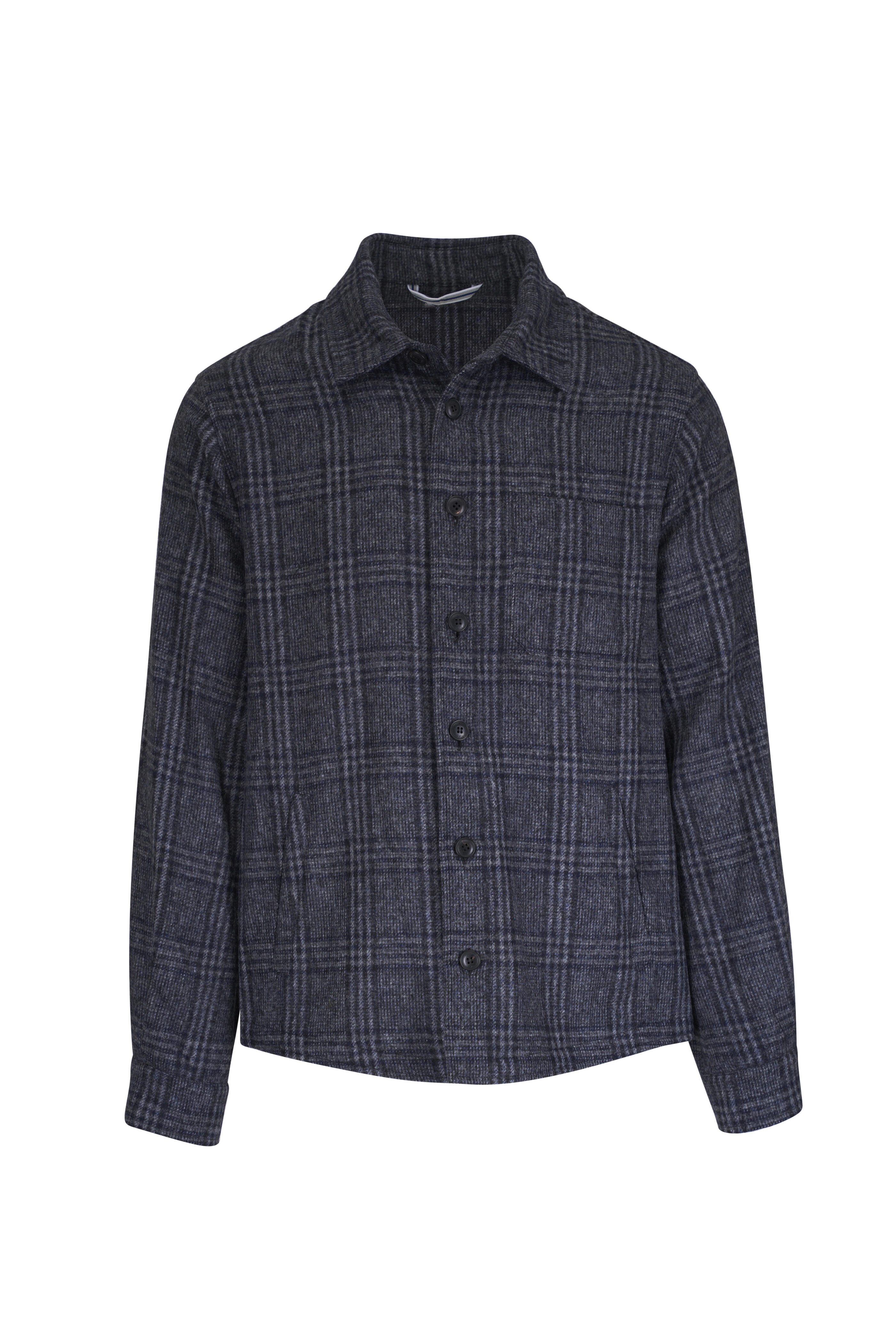 Fedeli - Gray Plaid Wool Overshirt
