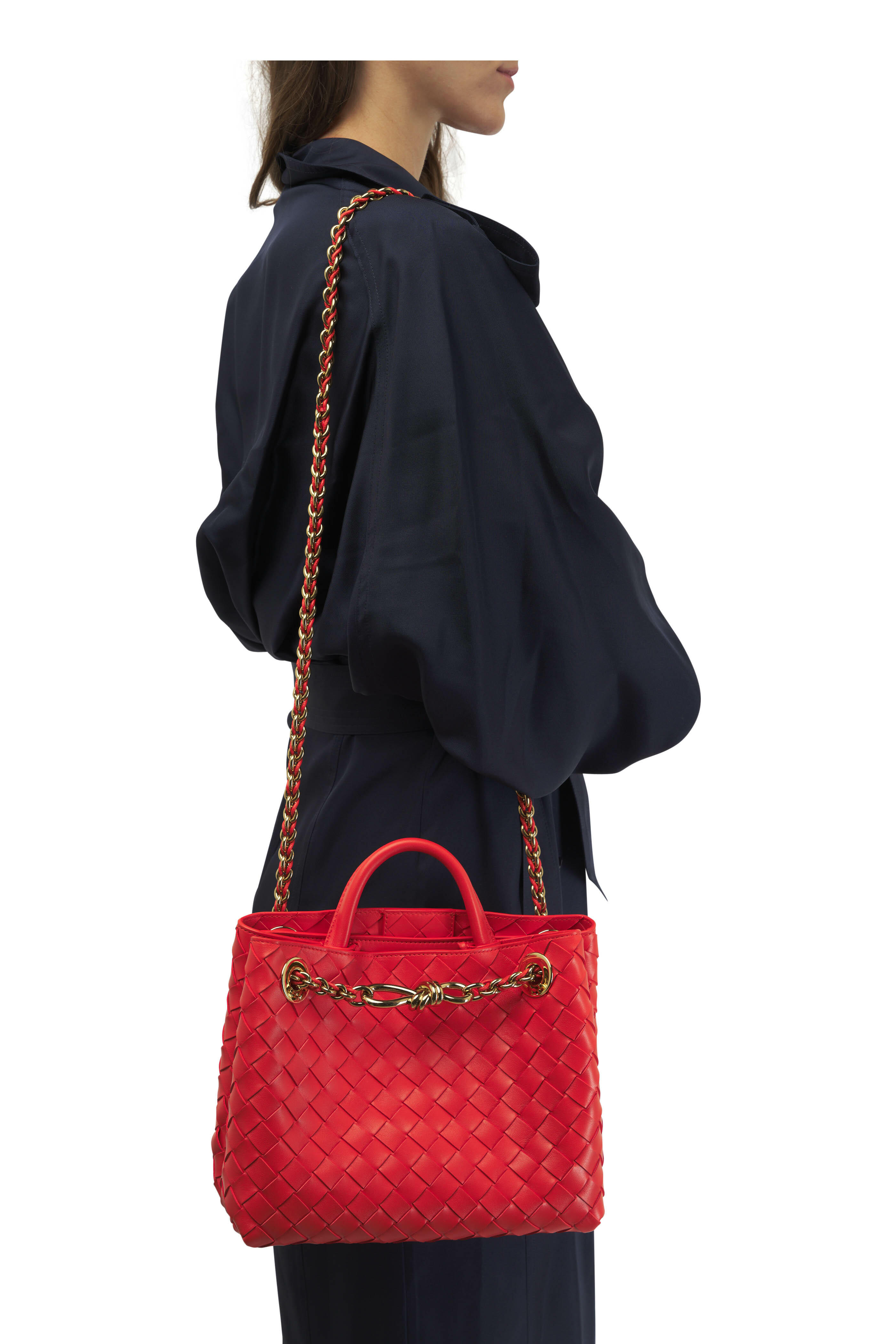 Bottega Veneta - Small Andiamo Orange Leather Chain Shoulder Bag