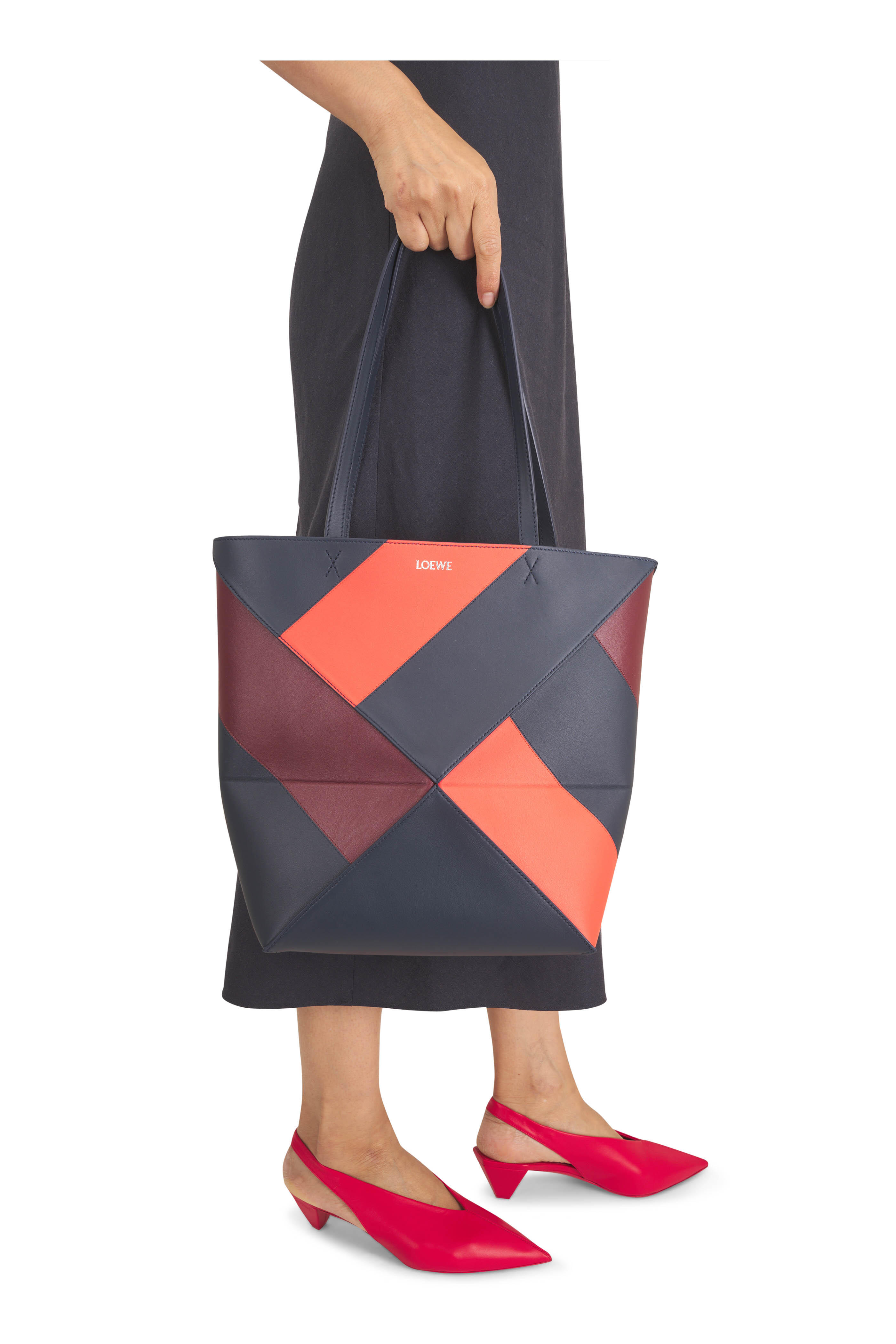Loewe - Medium Puzzle Fold Multi Deep Navy Leather Tote - view 2