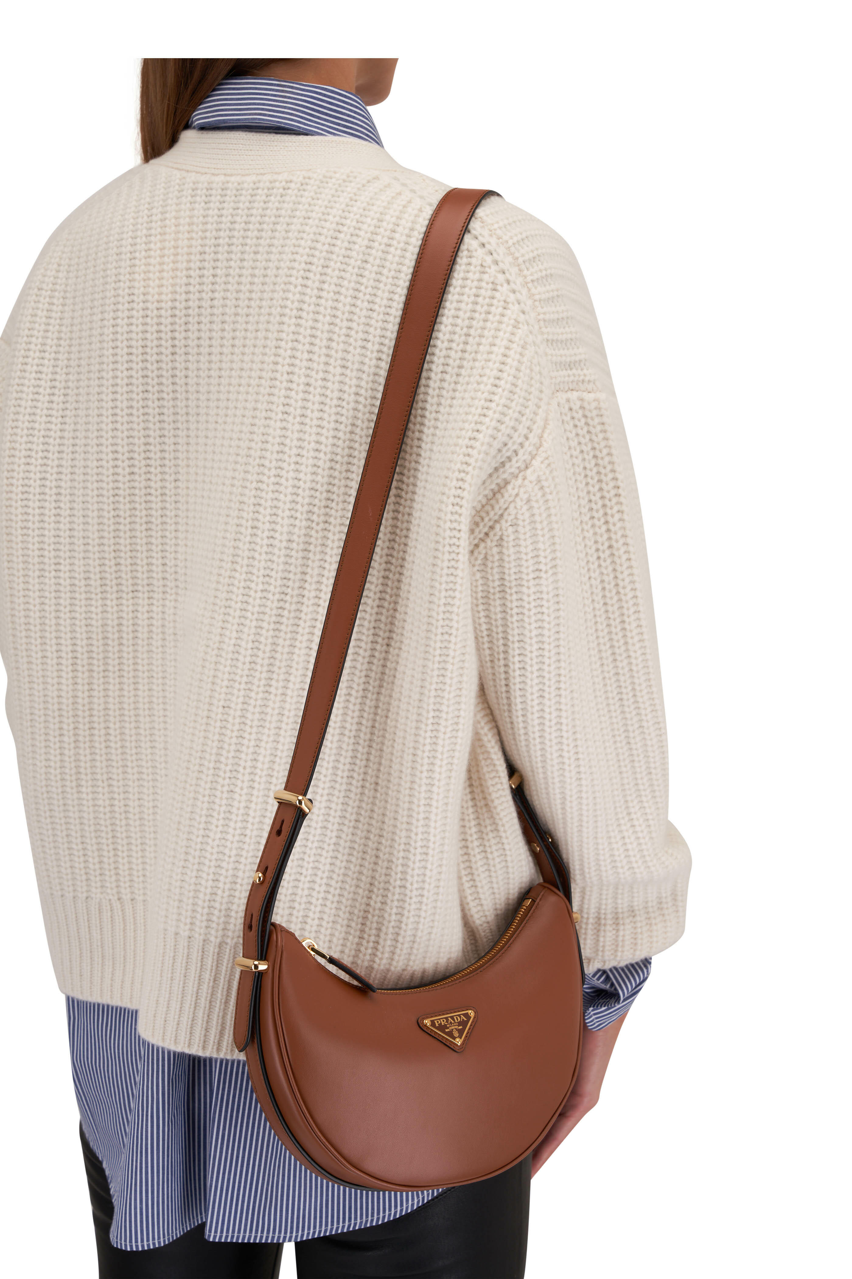 Prada - Arqué Leather Top Zip Shoulder Bag | Mitchell Stores