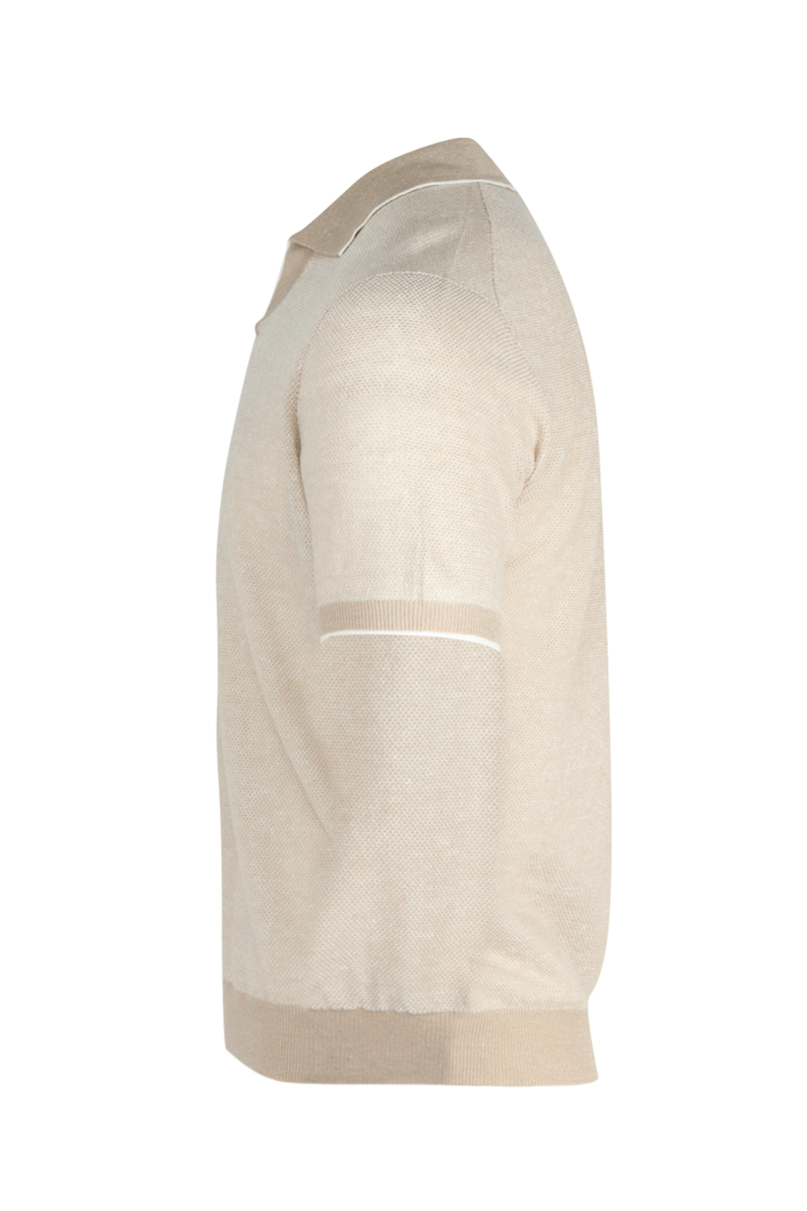 Fedeli - Light Tan Textured Johnny Collar Polo