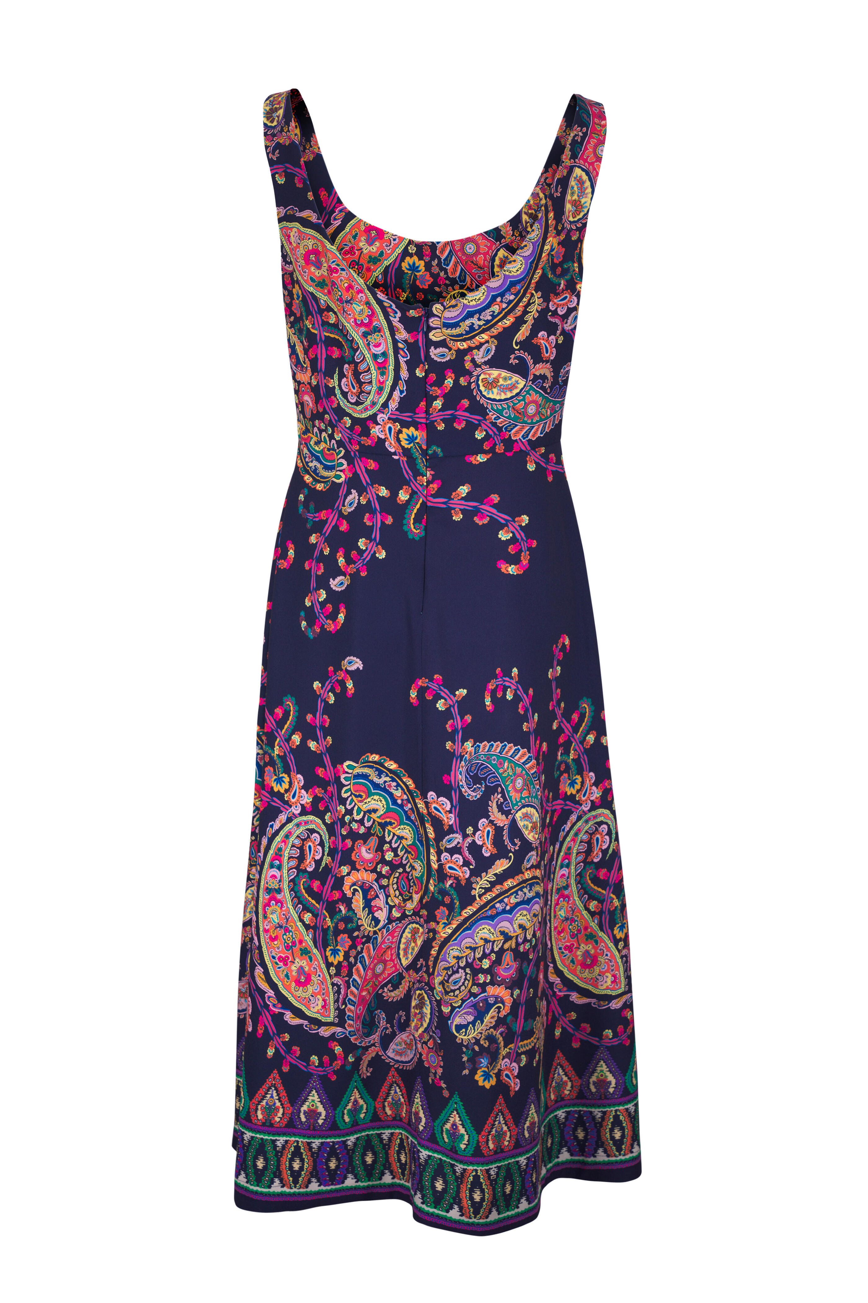 Etro - Navy Blue Paisley Print Midi Dress