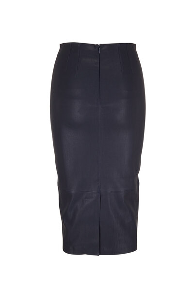 Veronica Beard - Kaliyah Navy Leather Pencil Skirt