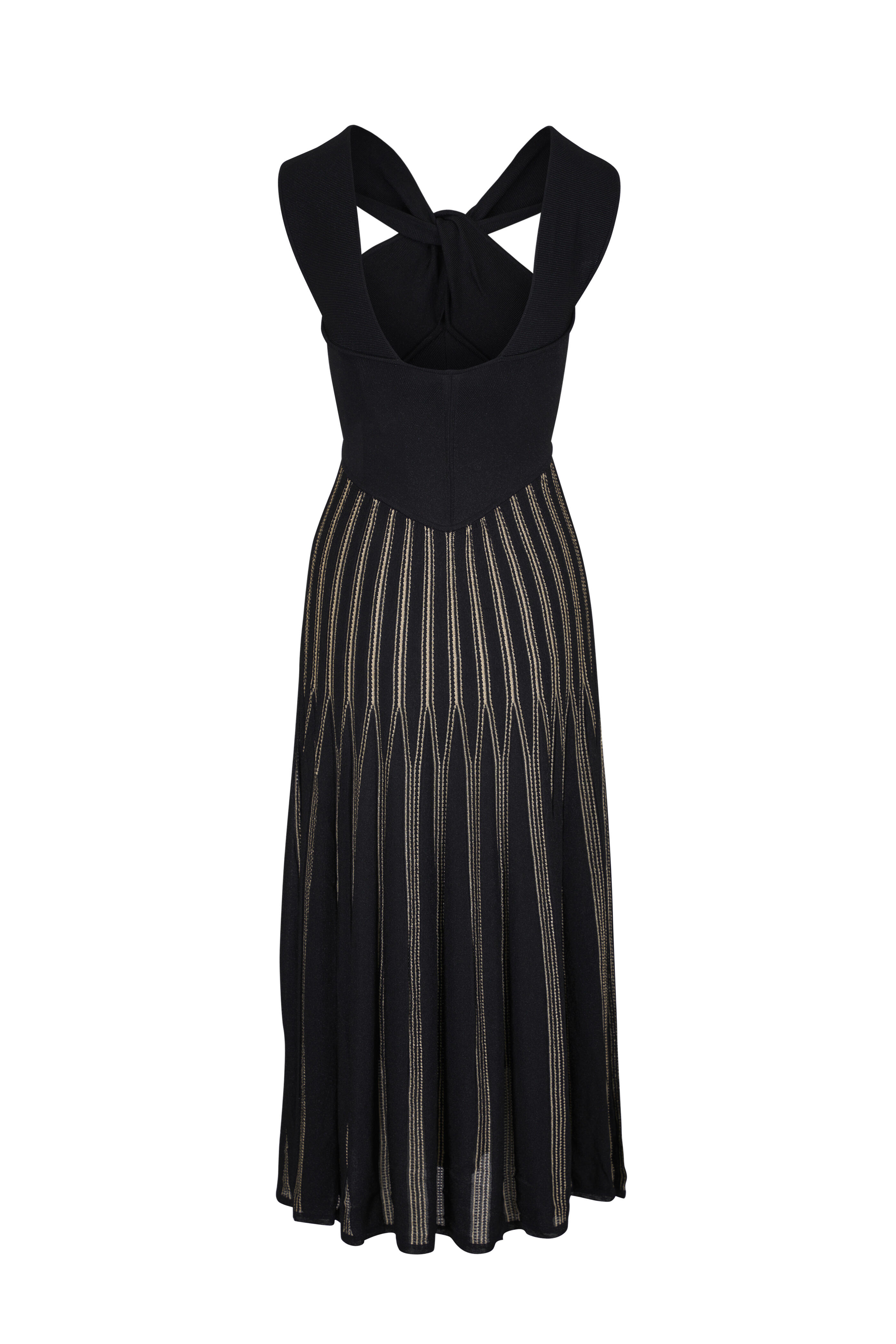 Zimmermann - Rebellion Black & Gold Stripe Halter Dress
