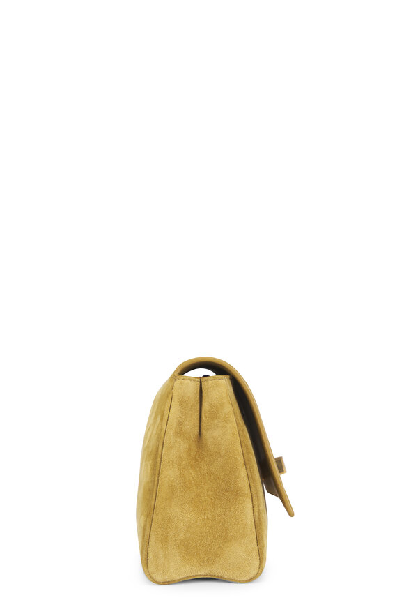 Khaite Audrey Golden Olive Suede Clutch - view 4