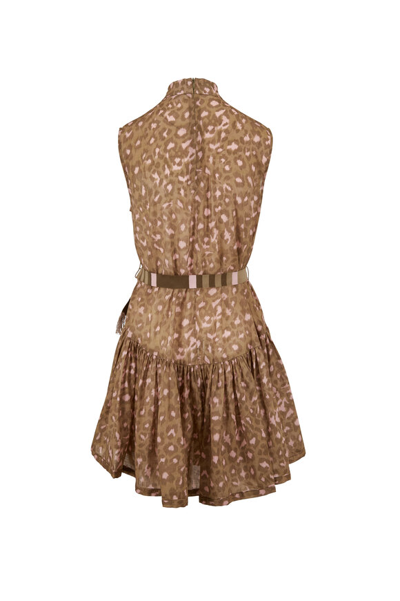 Zimmermann - Carnaby Khaki Leopard Waist Short Dress