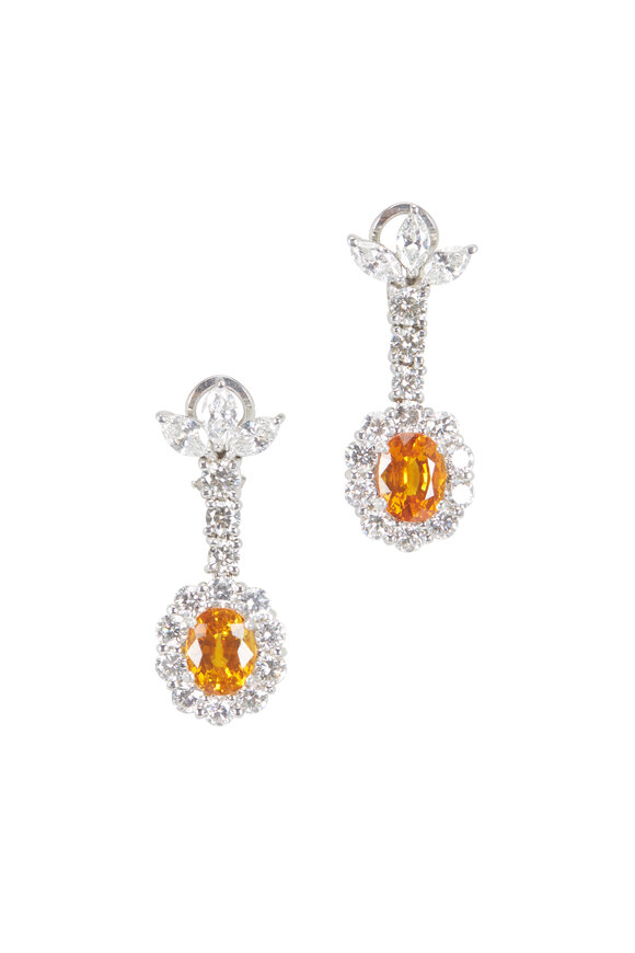 Lowy & Co - Orange Sapphire Drop Earrings