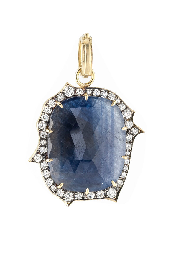 Sylva & Cie - 18K Yellow Gold Sapphire Slice & Diamond Pendant