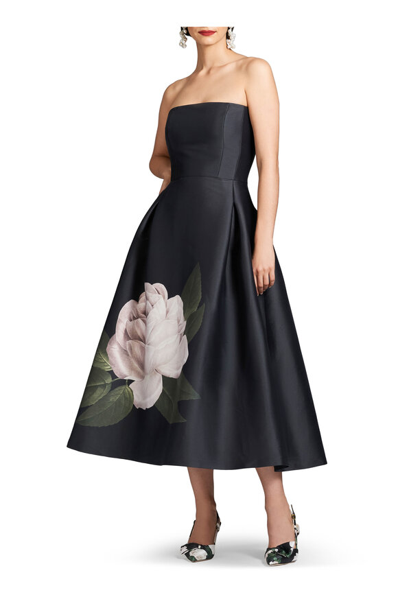 Sachin + Babi - Shay Black Blooming Rose Print Strapless Dress