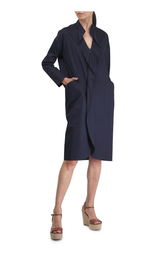 Zero + Maria Cornejo Fin Gaban Cotton Broadcloth Navy Dress - view 2