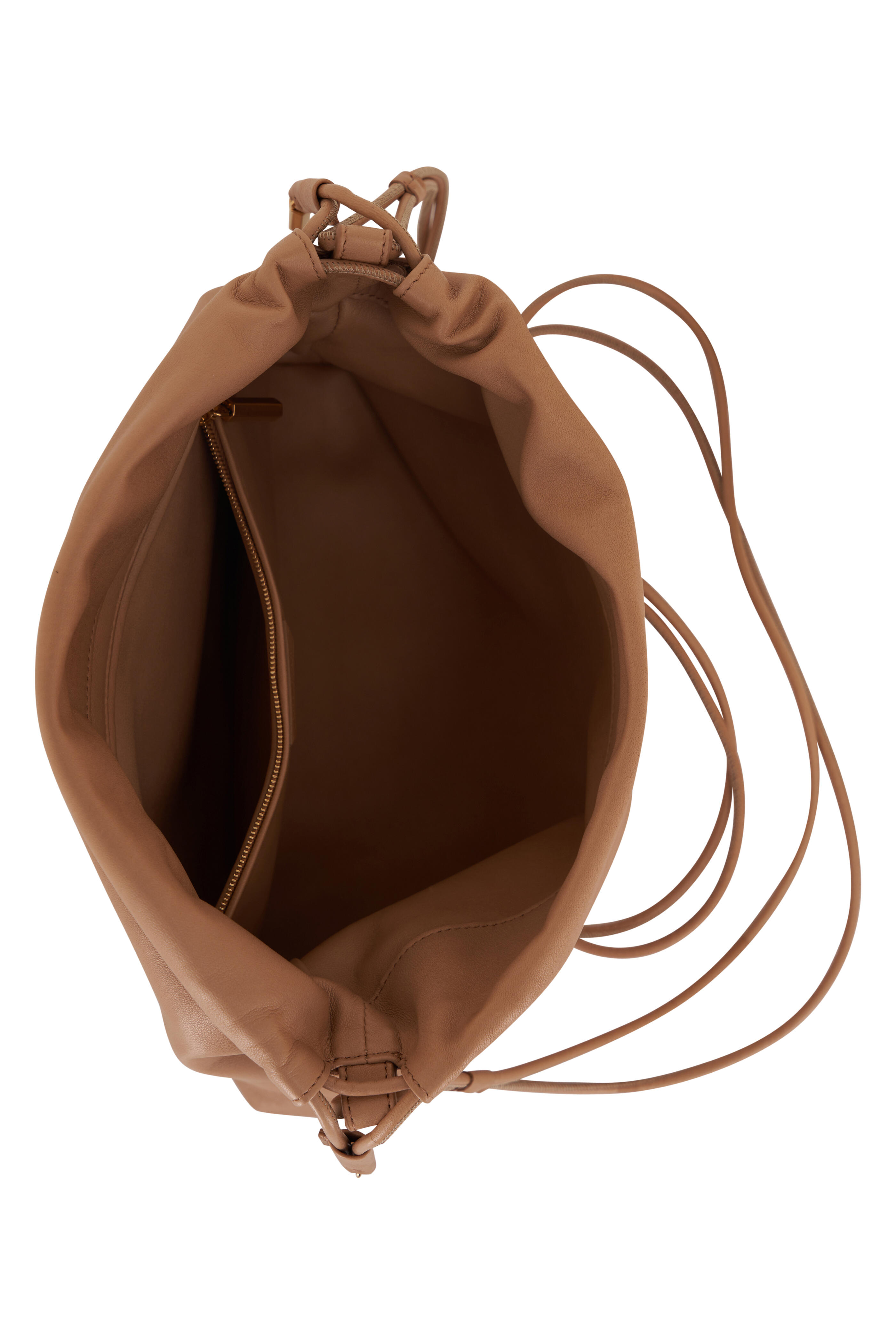 The Row - Angy Cream Ruched Leather Crossbody Bag