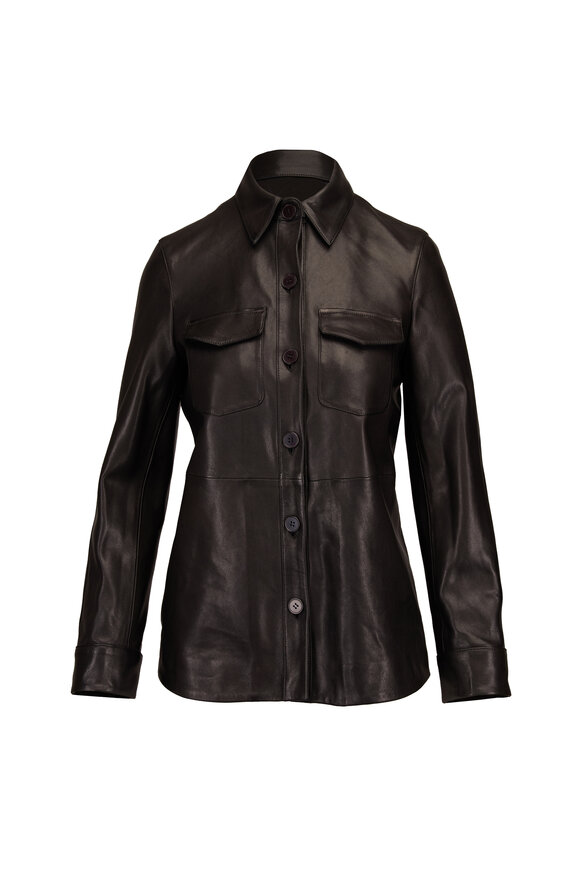 Nour Hammour Noir Classique Chemise Leather Jacket - view 1