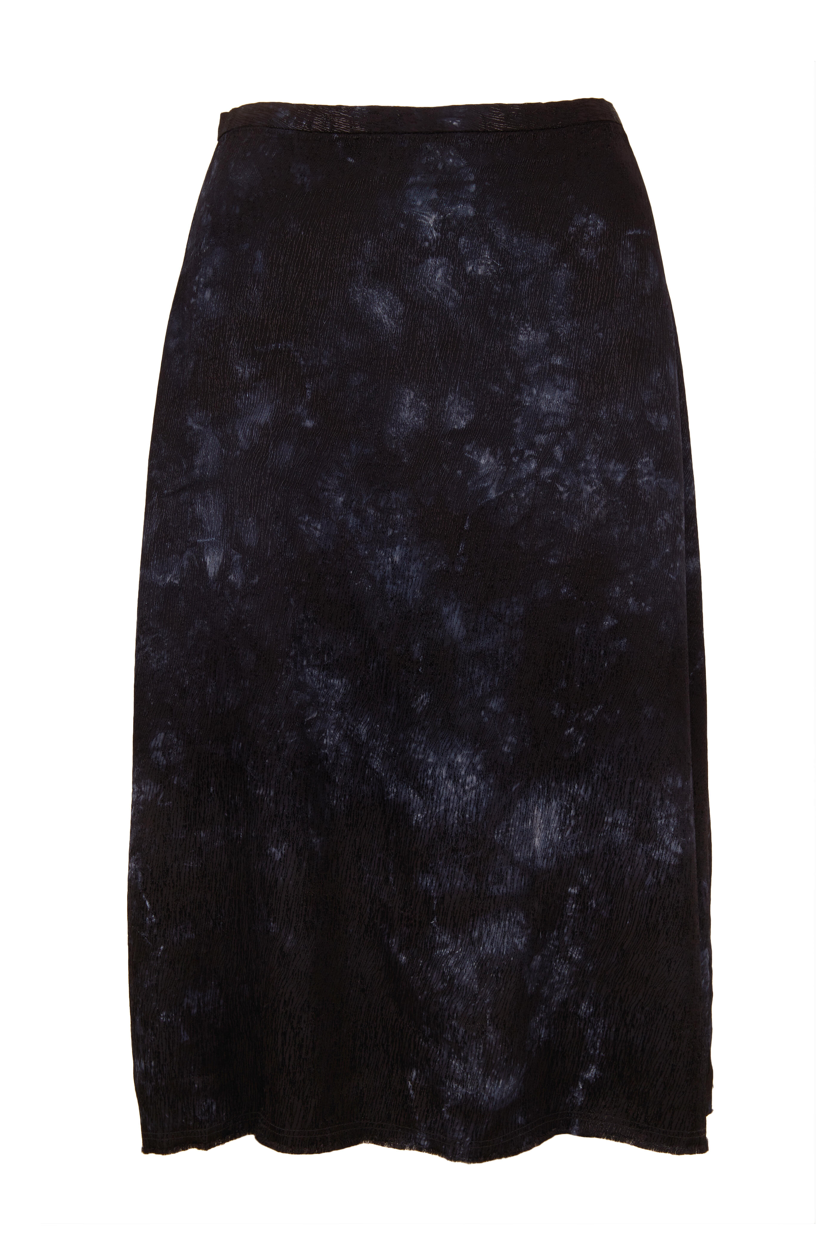 Raquel Allegra - Black Satin Tie-Dye Bias Skirt