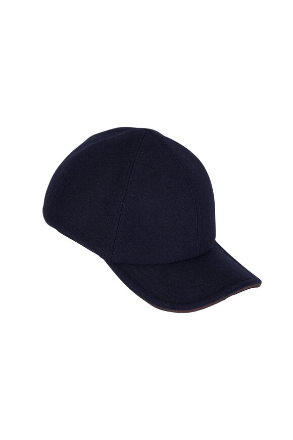 Maurizio Baldassari Navy Cashmere Baseball Cap
