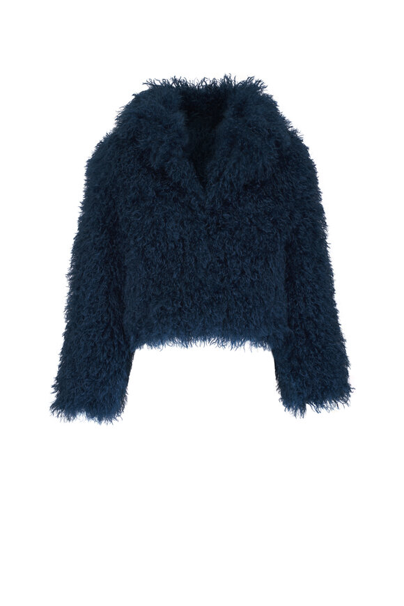 Viktoria Stass Navy Blue Vegan Fur Jacket