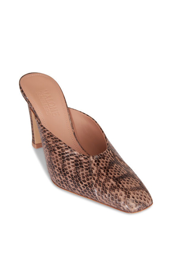 Malone Souliers Rowe Taupe Embossed Leather Mule, 90mm - view 1