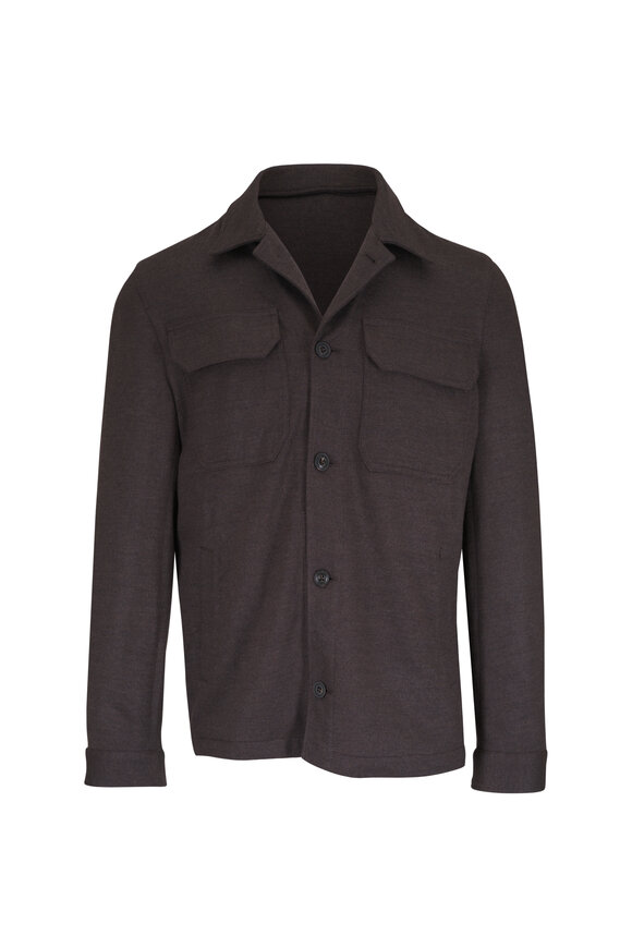 L.B.M. 1911 Dark Brown Wool Overshirt - view 1