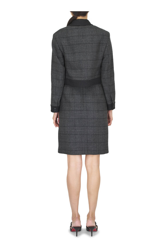 Akris Lewitt Gray & Black Plaid Short Knit Jacket - view 4