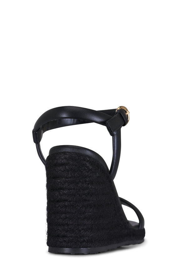 Gianvito Rossi Black Woven Leather Espadrille Wedge - view 4