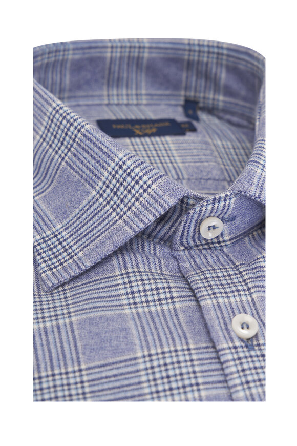 Paul & Shark X-Soft Blue Plaid Cotton Sport Shirt - view 4