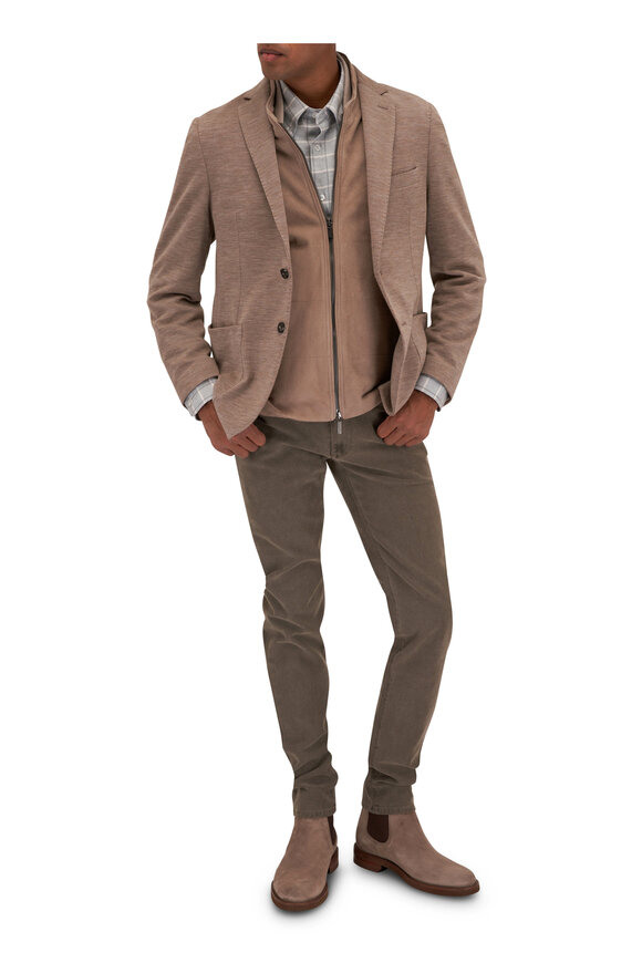 Maurizio Baldassari - Taupe Suede & Knit Panel Vest 