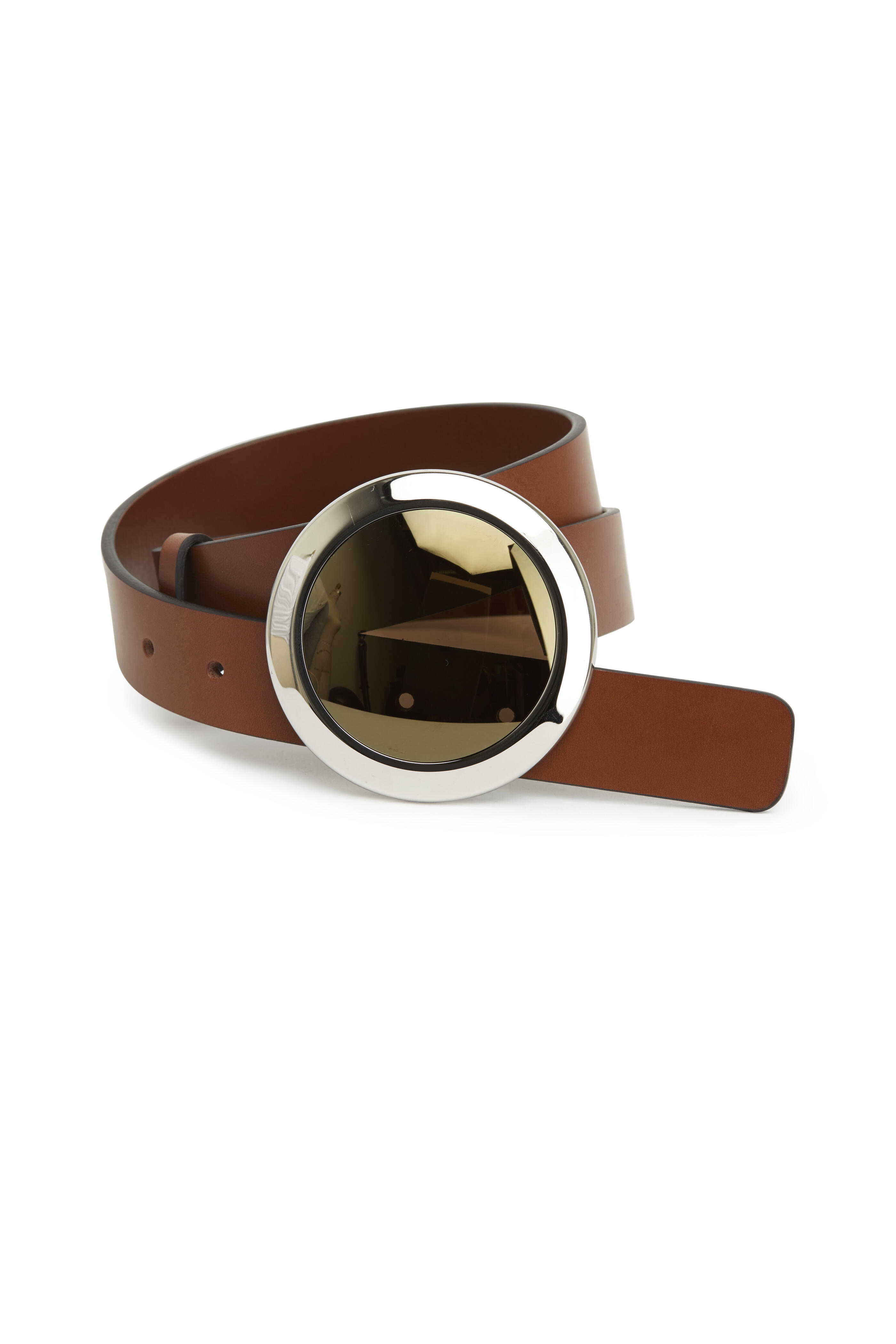 Agnona - Brown Leather Glass Buckle Belt