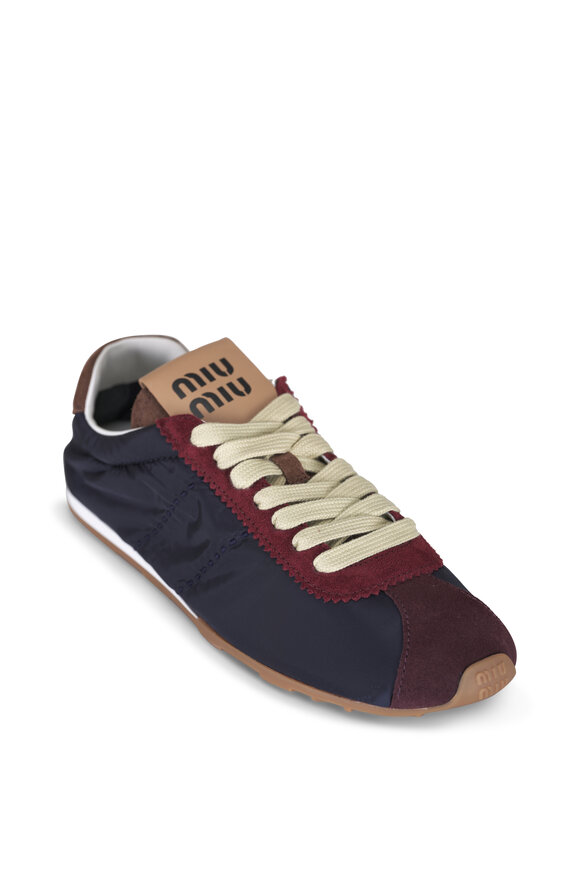 Miu Miu Plume Blue & Dark Red Nylon Sneaker - view 1