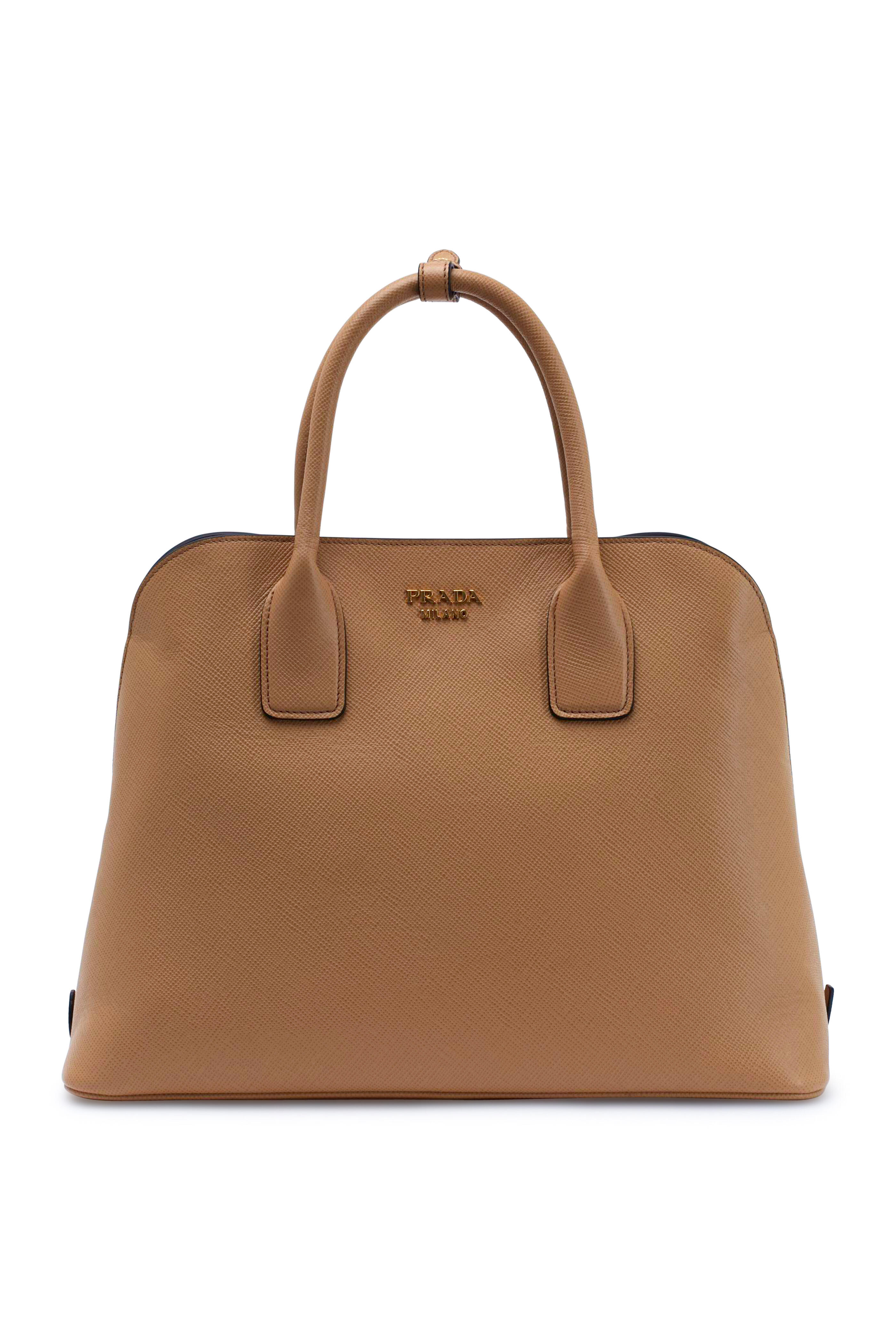 Prada - Natural Saffiano Leather Dome Satchel | Mitchell Stores