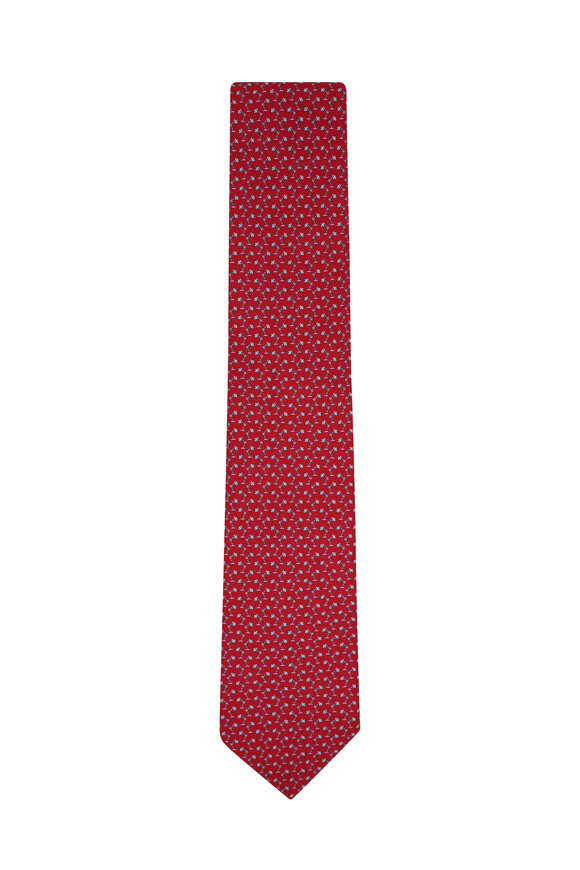 Ferragamo - Red Desk Lamp Print Silk Necktie