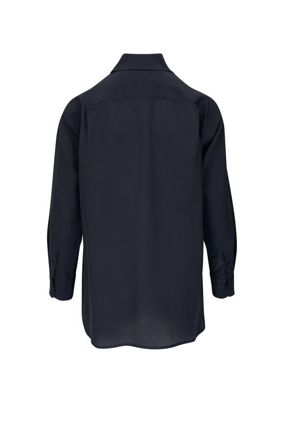 Nili Lotan - Julien Navy Silk Shirt 