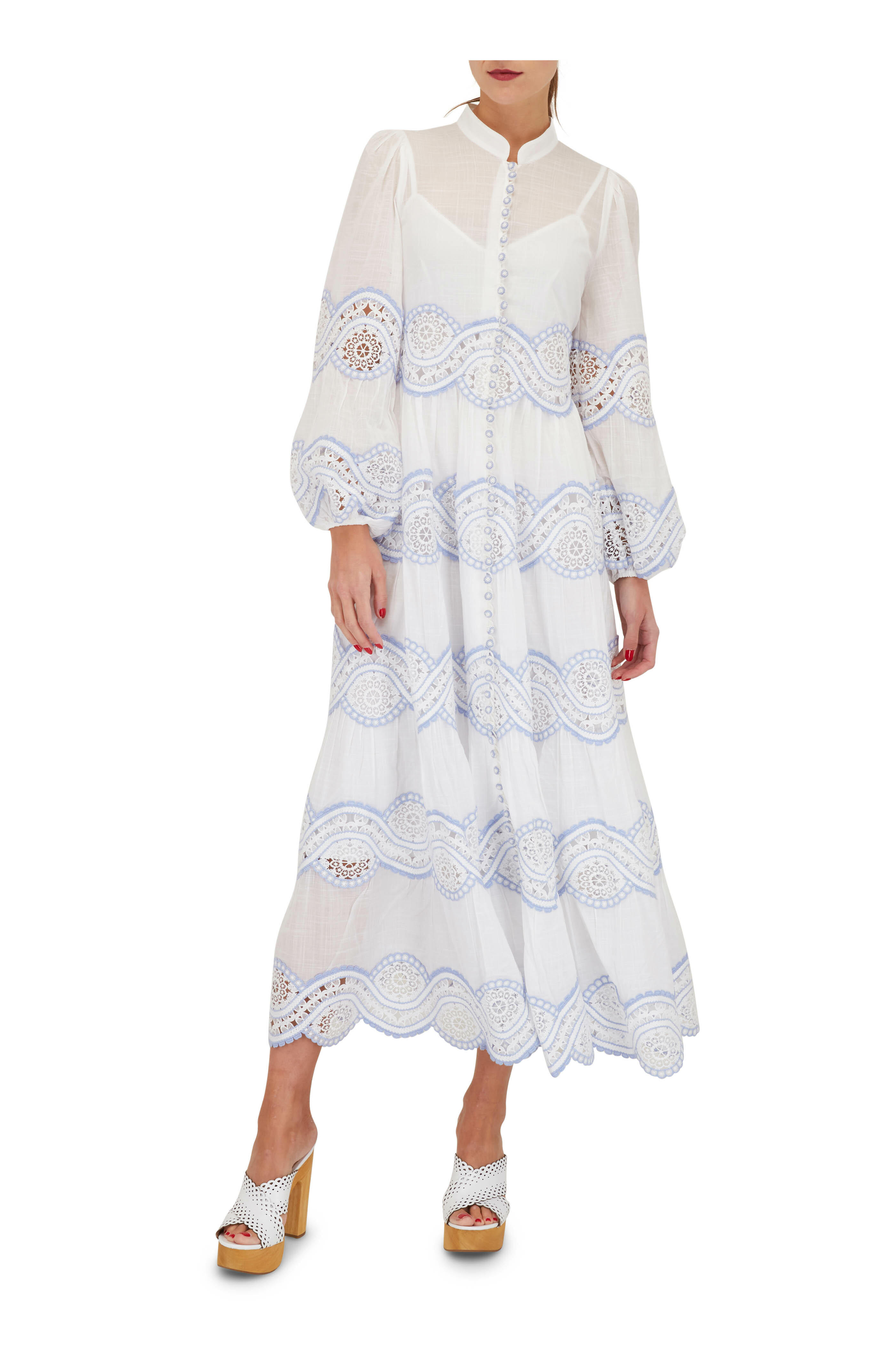 Zimmermann - Cira Ivory Tiered Trimmed Dress | Mitchell Stores