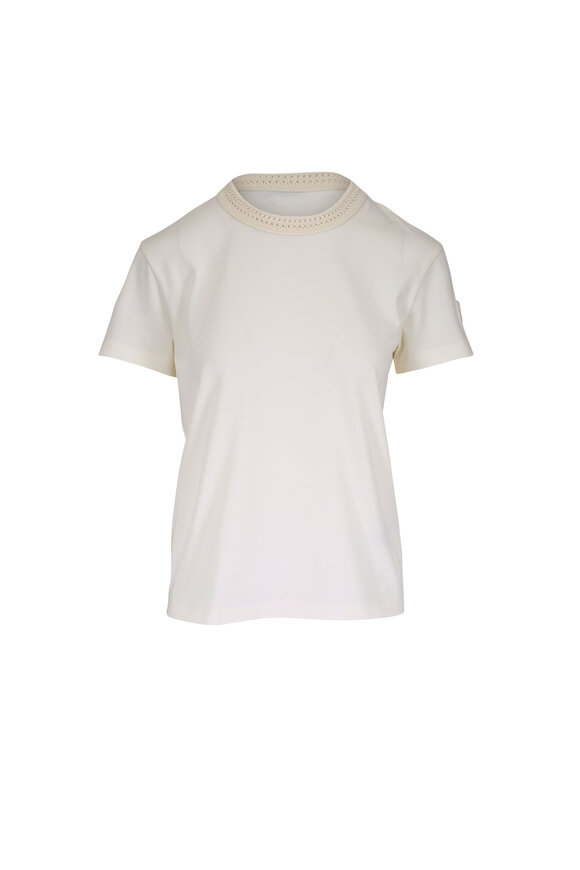 Moncler Off White Crochet Collar T-Shirt