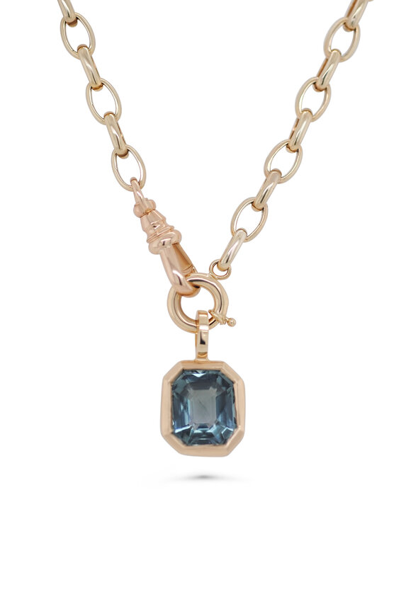 Kali Zoe 14k Yellow Gold Teal Sapphire Necklace - view 1