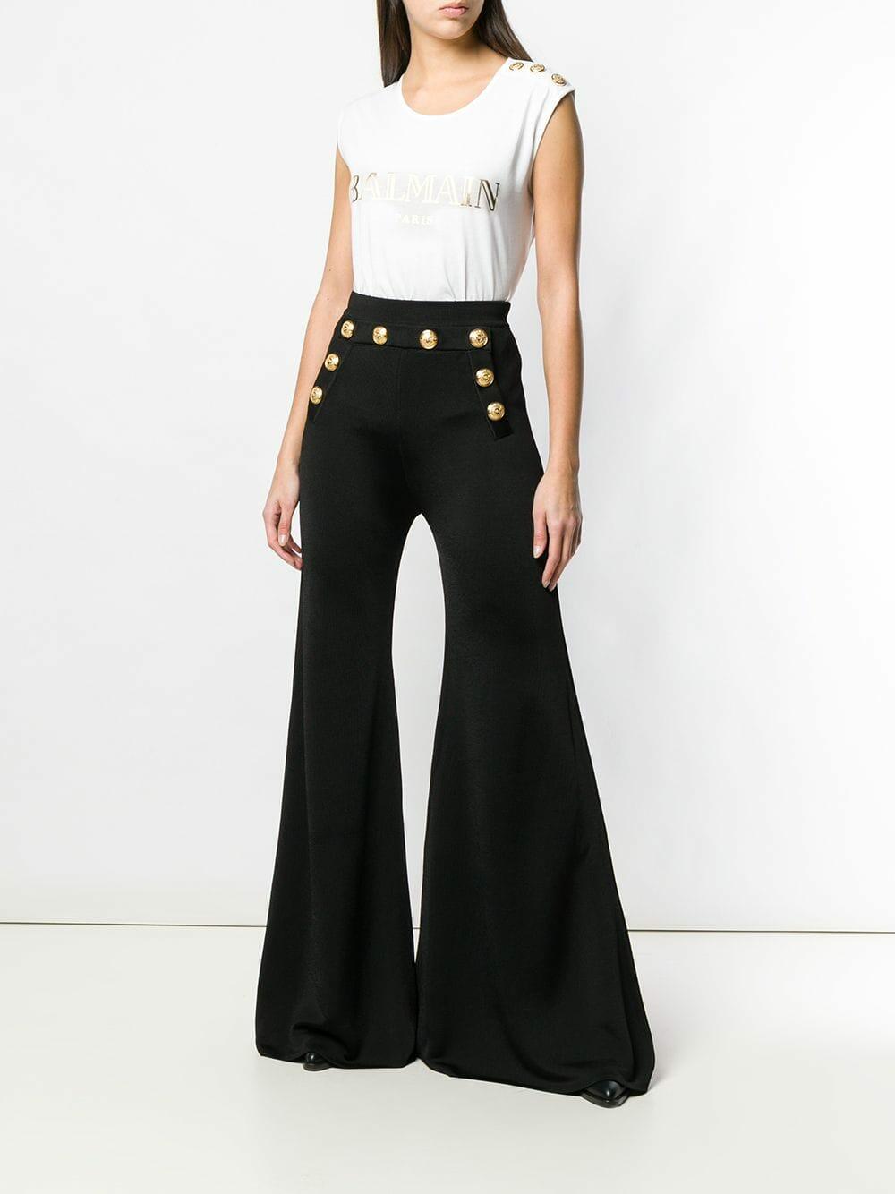 Balmain - White Foil Logo Shoulder Button T-Shirt