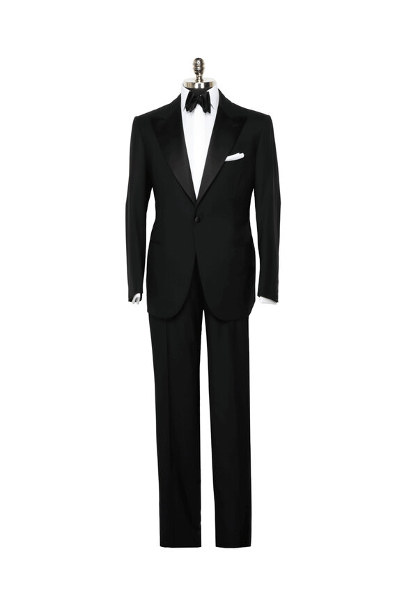 Cesare Attolini Black Super 150s Wool Tuxedo