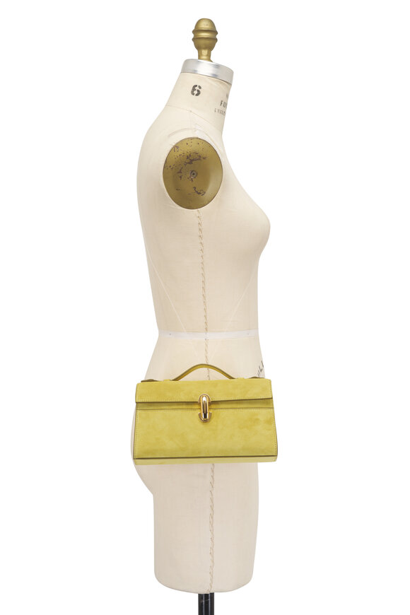 Savette Symmetry Pochette Chartreuse Suede Top Handle Bag - view 6