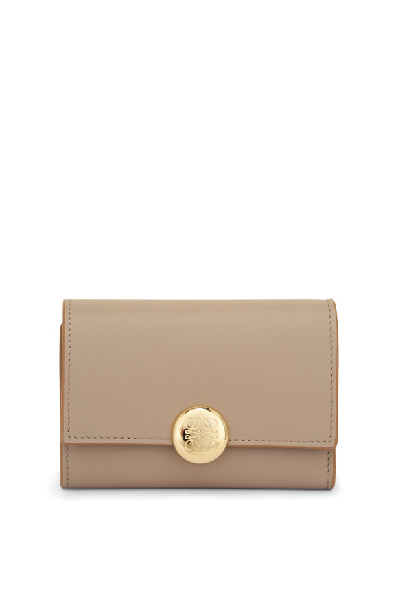 Loewe Small Pebble Sand Leather Vertical Wallet