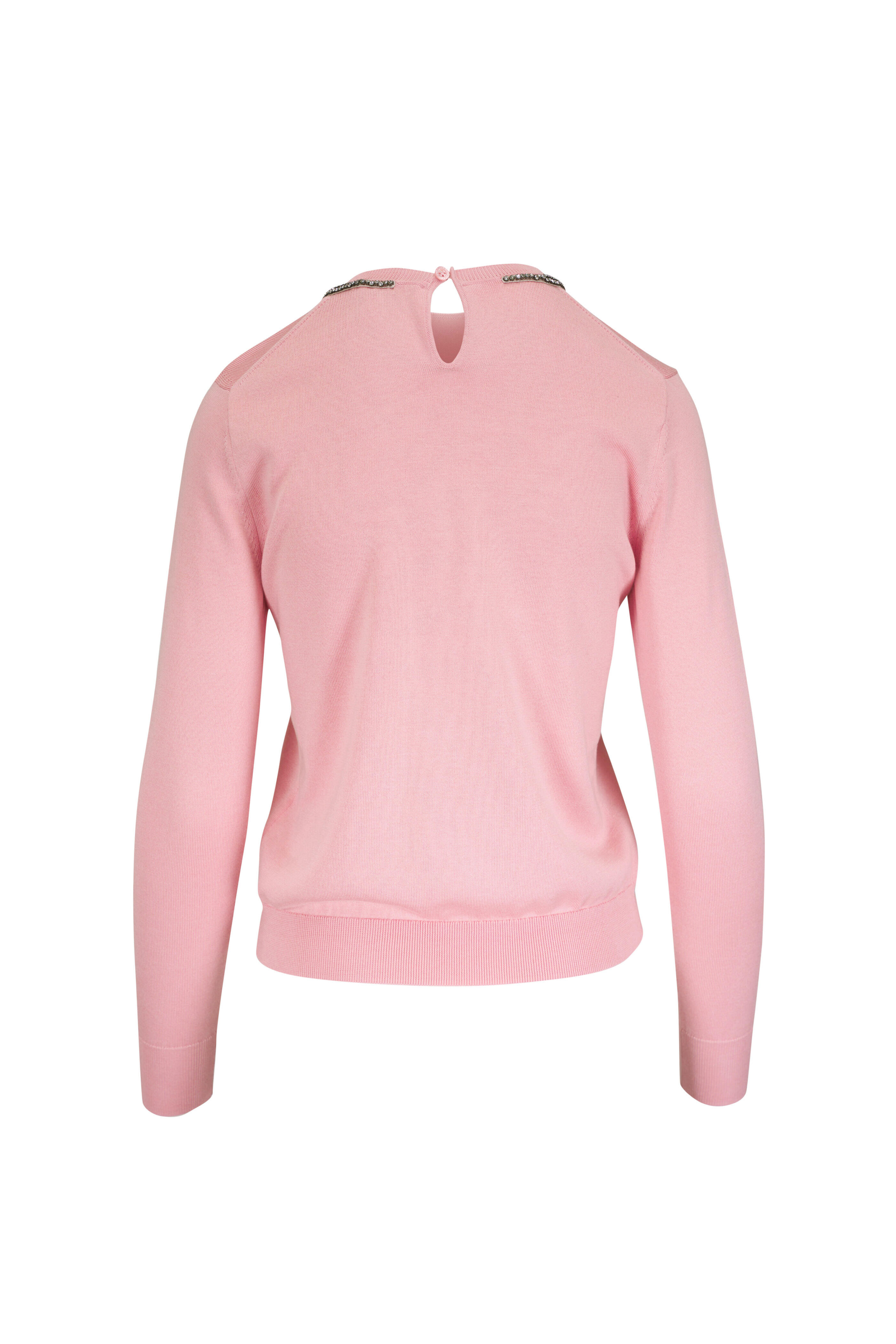 Carolina Herrera - Blossom Pink Bow Embellished Collar Sweater