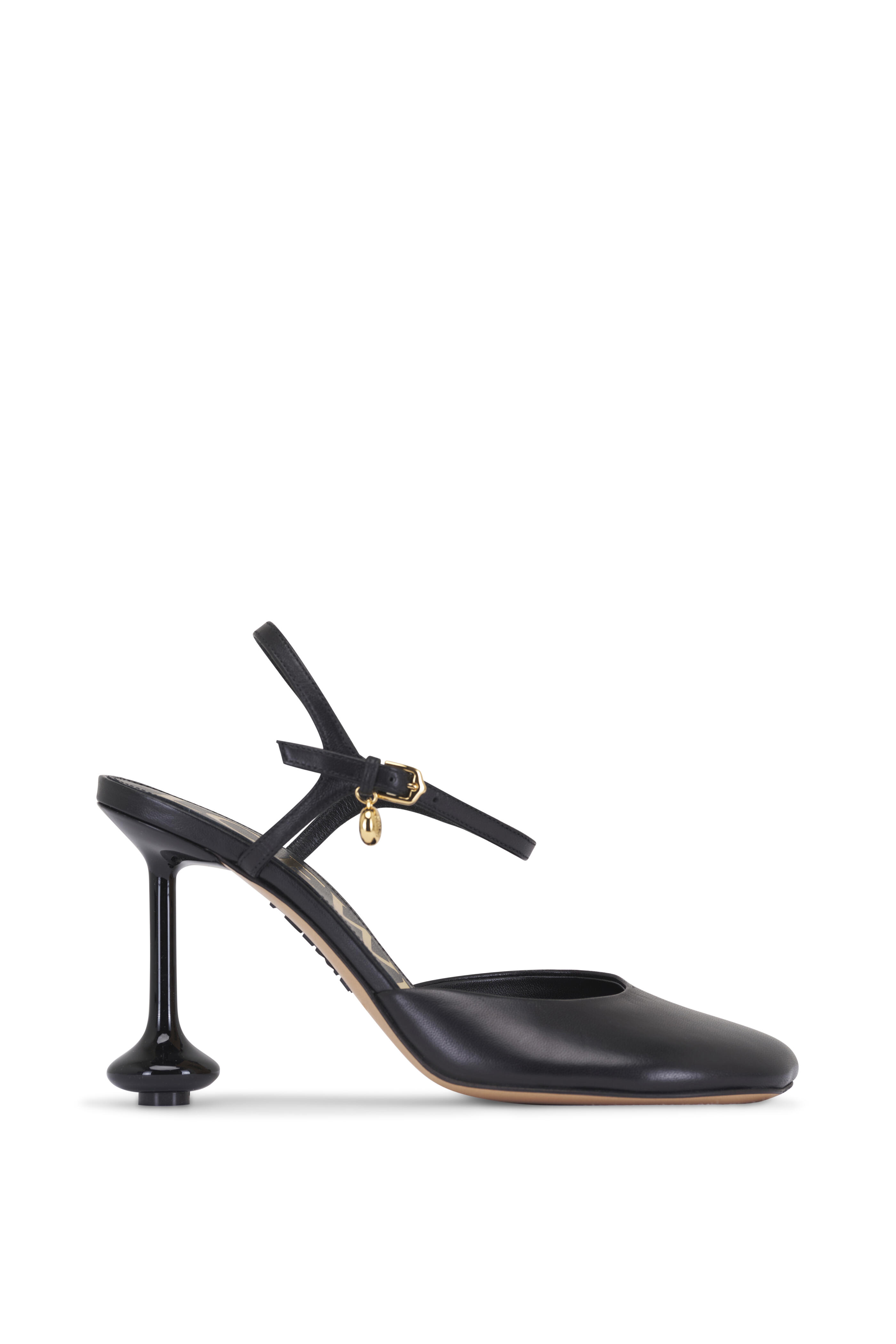 Loewe - Toy Black Leather Ankle Strap Pump, 90mm