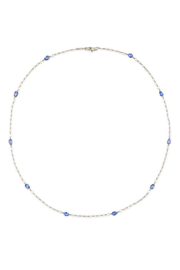 Paul Morelli Platinum Diamond & Blue Sapphire Necklace - view 1