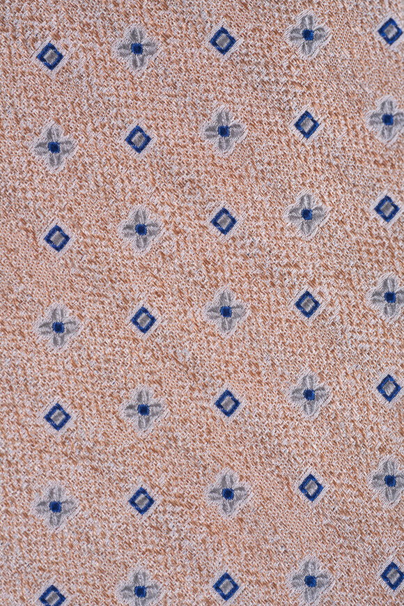 Kiton Taupe Geometric Print Silk Necktie - view 2