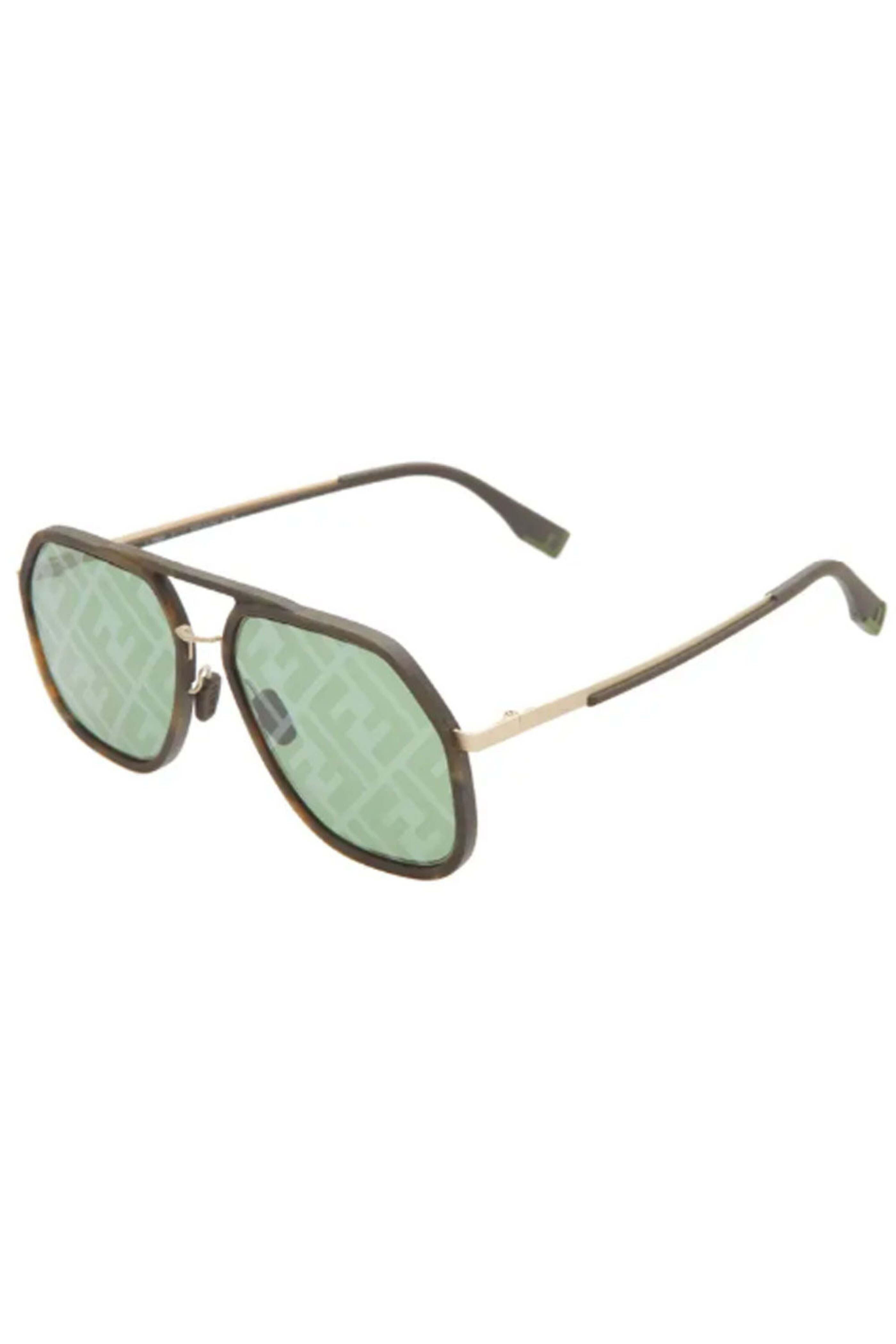 Fendi Sunglasses - Light Aviator Sunglasses in Green Havana